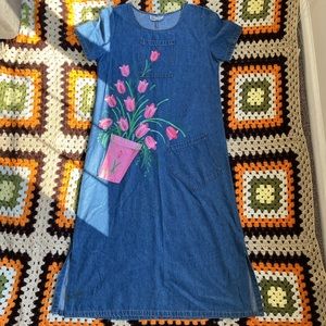 Hand painted womens denim dress